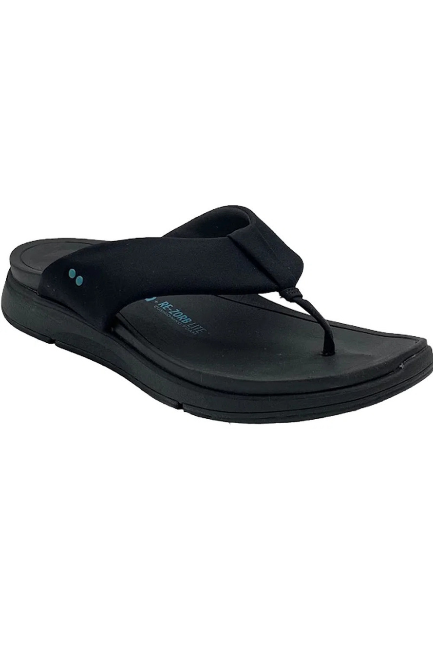 Ryka Soft Toe Dual-Density Thong Sandals Timid Black - Wide